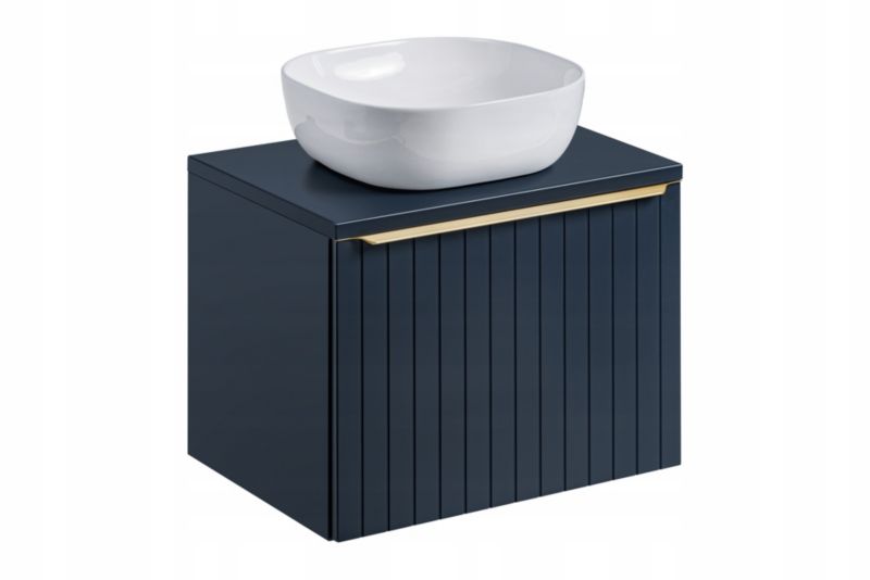 Szafka łazienkowa Furnidea 60 cm granatowa z blatem i umywalką Santa Fe Deep Blue 1 szt.