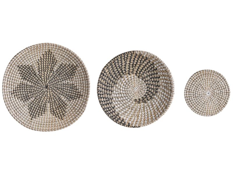 Zestaw 3 dekoracji ściennych Cantho Trawa morska 40/35/20 cm Czarny 1 kpl