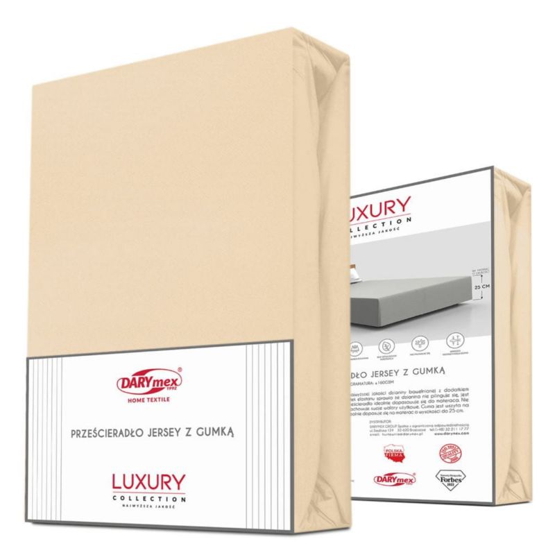 Prześcieradło jersey z elastanem z gumką Darymex 160x200 kolor beż 1 szt.