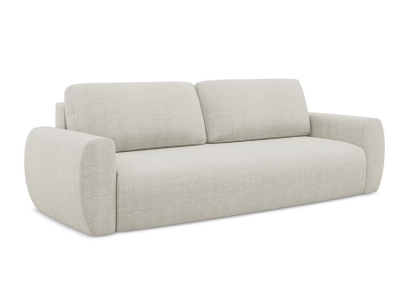 Kanapa 3-osobowa z funkcją spania Makamii Anela z tkaniny strukturalnej 245x93 cm jasny beż 1 szt.