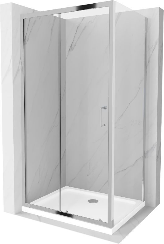 Kabina prysznicowa Mexen Apia rozsuwana 90 x 80 cm transparent chrom + brodzik Flat