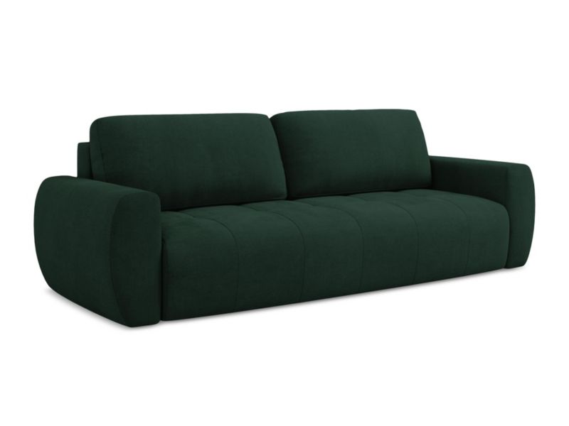 Kanapa 3-osobowa z funkcją spania Makamii Kiwi z tkaniny strukturalnej 245x93 cm butelkowa zieleń 1 szt.