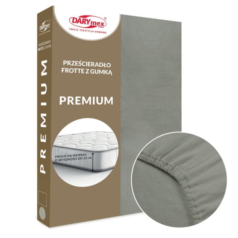 Prześcieradło frotte z gumką Darymex 200x220 kolor szary PREMIUM 1 szt.