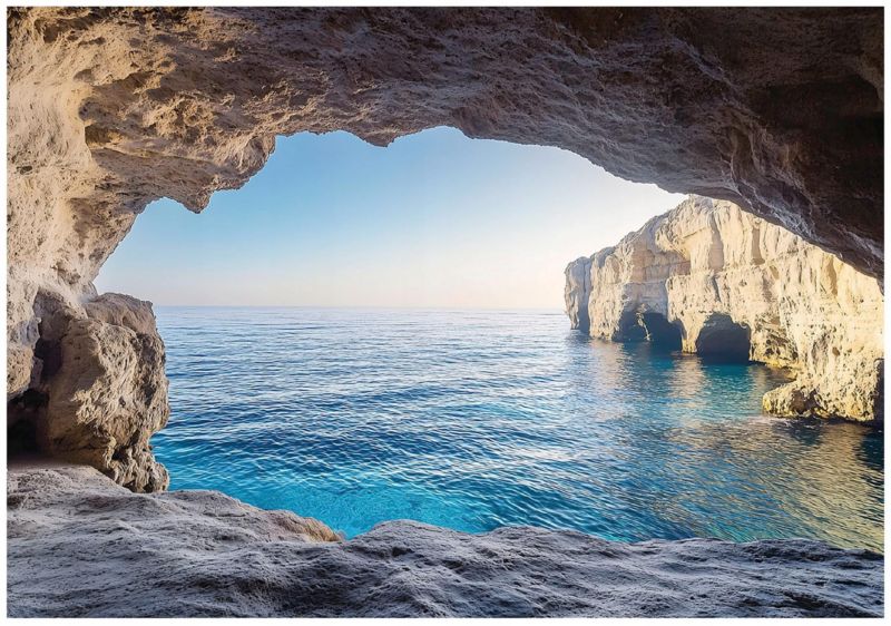 Fototapeta 3D Ocean Jaskinia Morze Do Salonu Sypialni WALLARENA 400x280 cm Tapeta Na Flizelinie 1 szt.