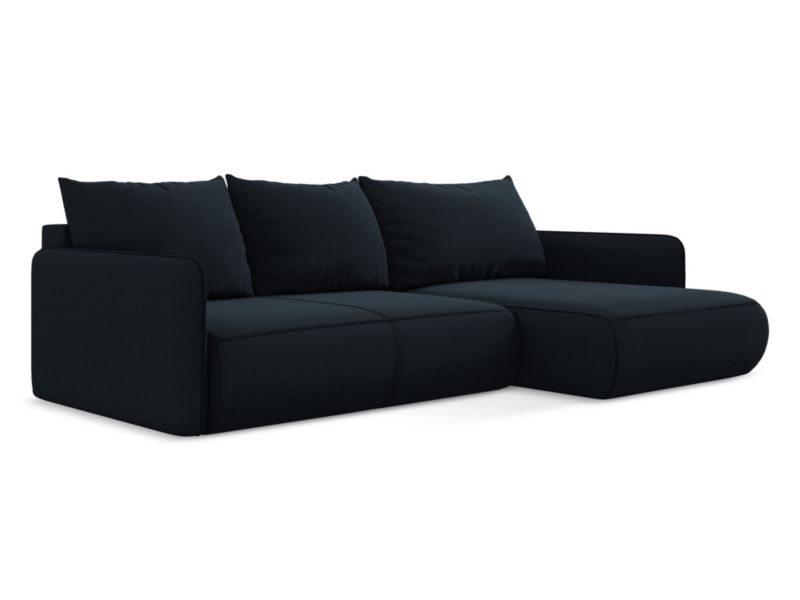 Narożnik prawostronny z funkcją spania Makamii Nanea z tkaniny welwetowej 240x148 cm królewski niebieski 1 szt.