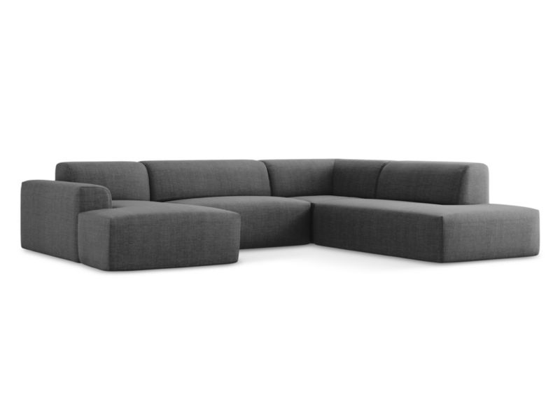 Sofa panoramiczna prawa Makamii Keli z tkaniny strukturalnej 344x264 cm ciemny szary 1 szt.