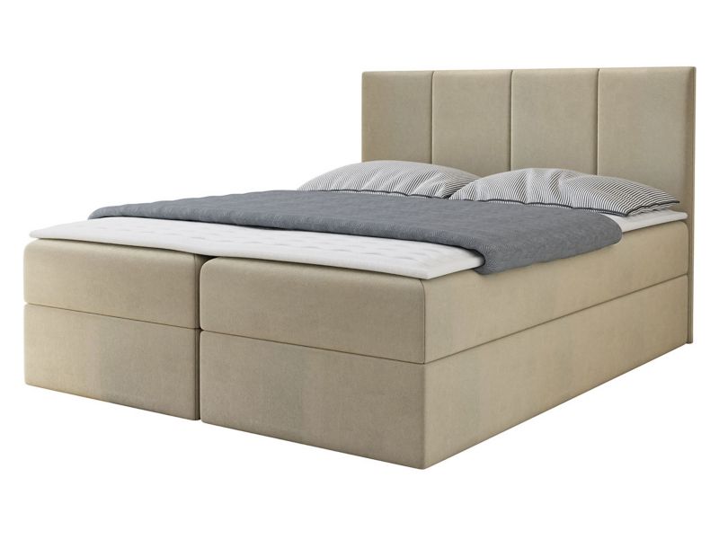 Łóżko kontynentalne MIRJAN 24 Rebos 180x200 beżowy plusz 1 szt.