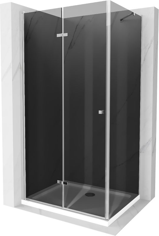 Kabina prysznicowa Mexen Lima składana 100 x 80 cm grafit chrom + brodzik Flat biały