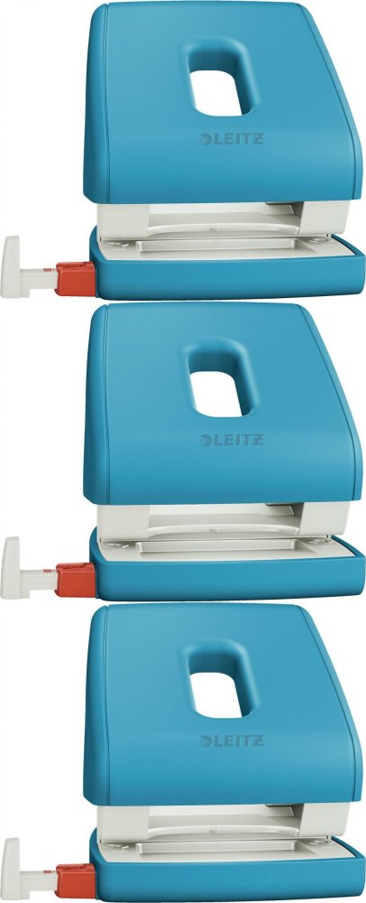 3x Dziurkacz Leitz Cosy, do 30 kartek, niebieski