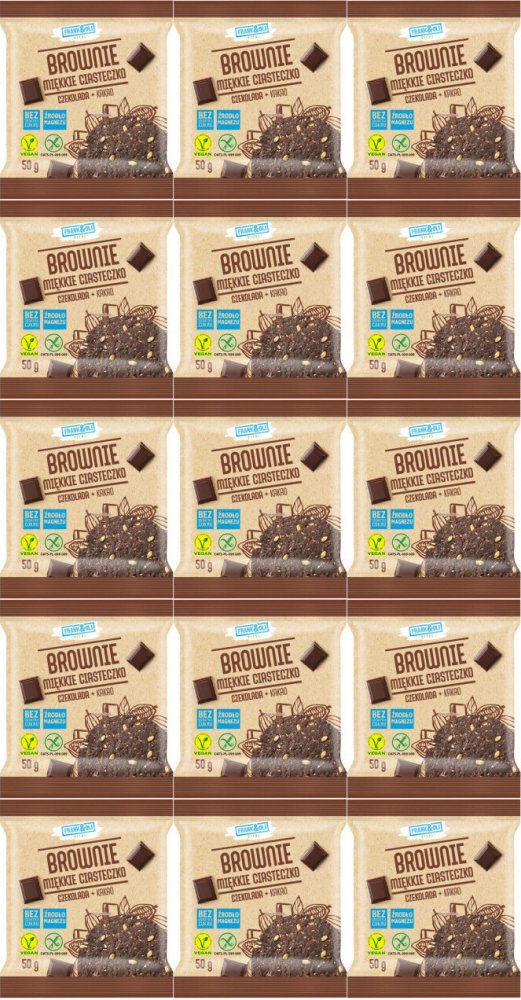 15x Miękkie ciasteczko Frank&Oli, brownie, bez cukru, 50g