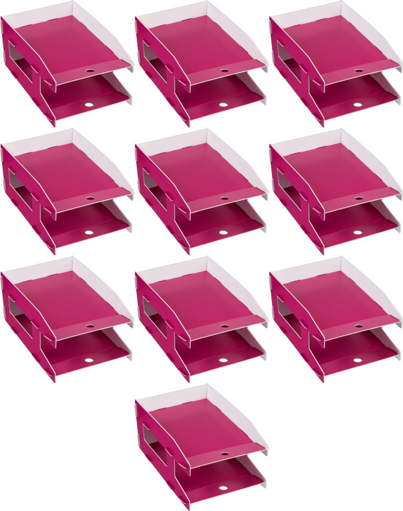 10x Półka na dokumenty Grand Notodesk GR-3002, składana, 330x245x165mm, różowy