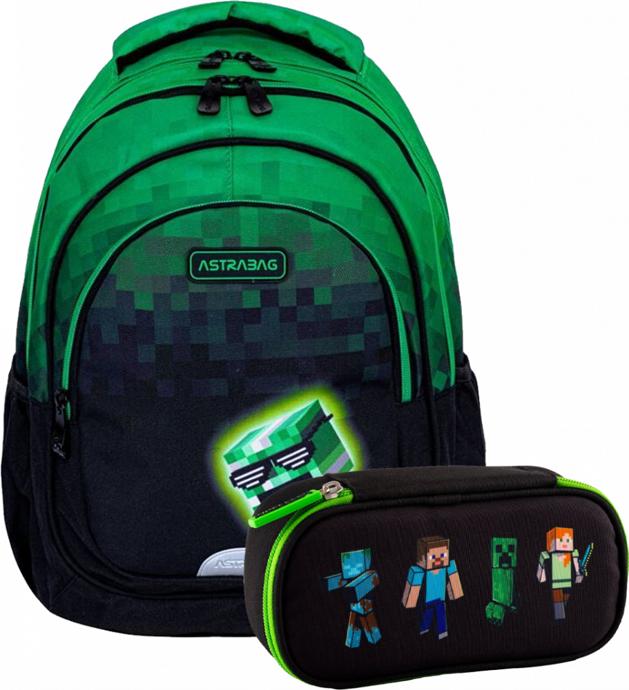 Zestaw: Plecak Astra Astrabag Pixel Hero + piórnik Astra Minecraft