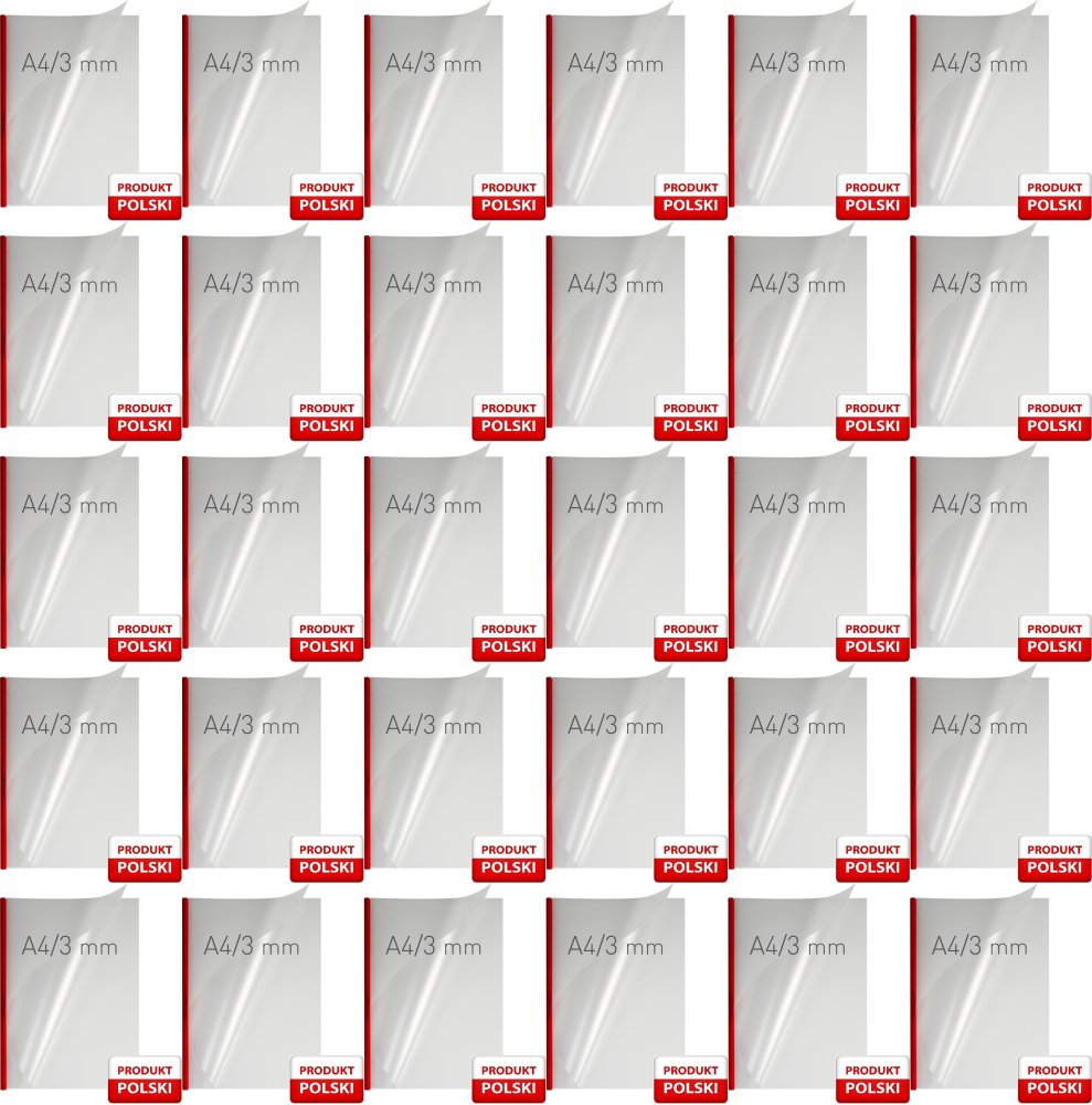 40x Okładka kanałowa easy Cover Double Semi Matt Opus, A4, 3mm, do 30 kartek, czerwony