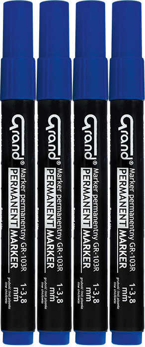 4x Marker permanentny Grand GR-103R, okrągła, niebieski