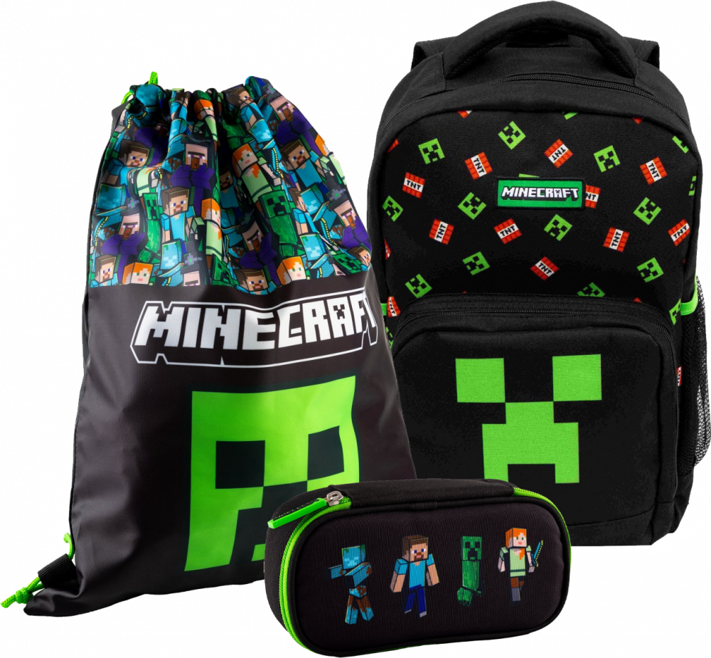 Zestaw: Plecak Minecraft TNT + piórnik saszetka + worek na buty Astra Minecraft