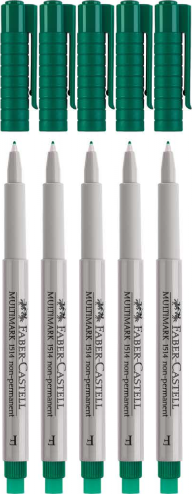 5x Foliopis Faber-Castell Multimark OHP, F, 0.6mm, zielony