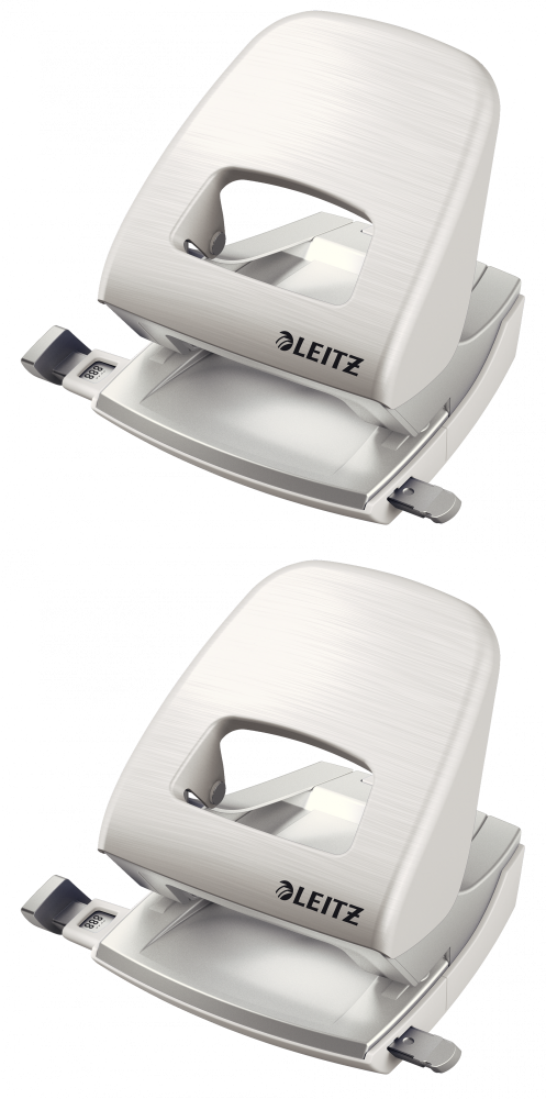 2x Dziurkacz Leitz NeXXt Series Style, do 30 kartek metaliczny biały