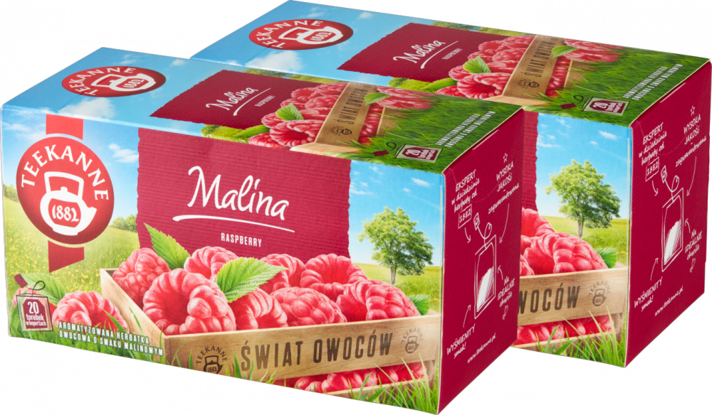 2x Herbata owocowa w kopertach Teekanne Raspberry, malina, 20 sztuk x 2.5g