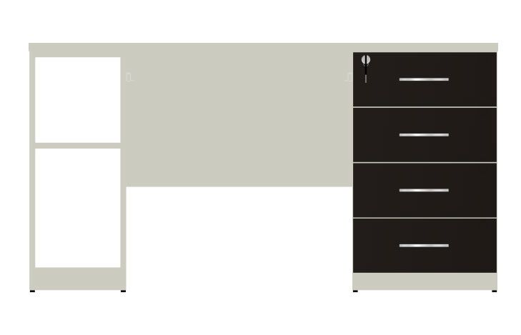 HEBE BP26/7 Biurko szafkowe prawe 138,5x70x74h (Kolor korpusu: Biel Arktyczna)