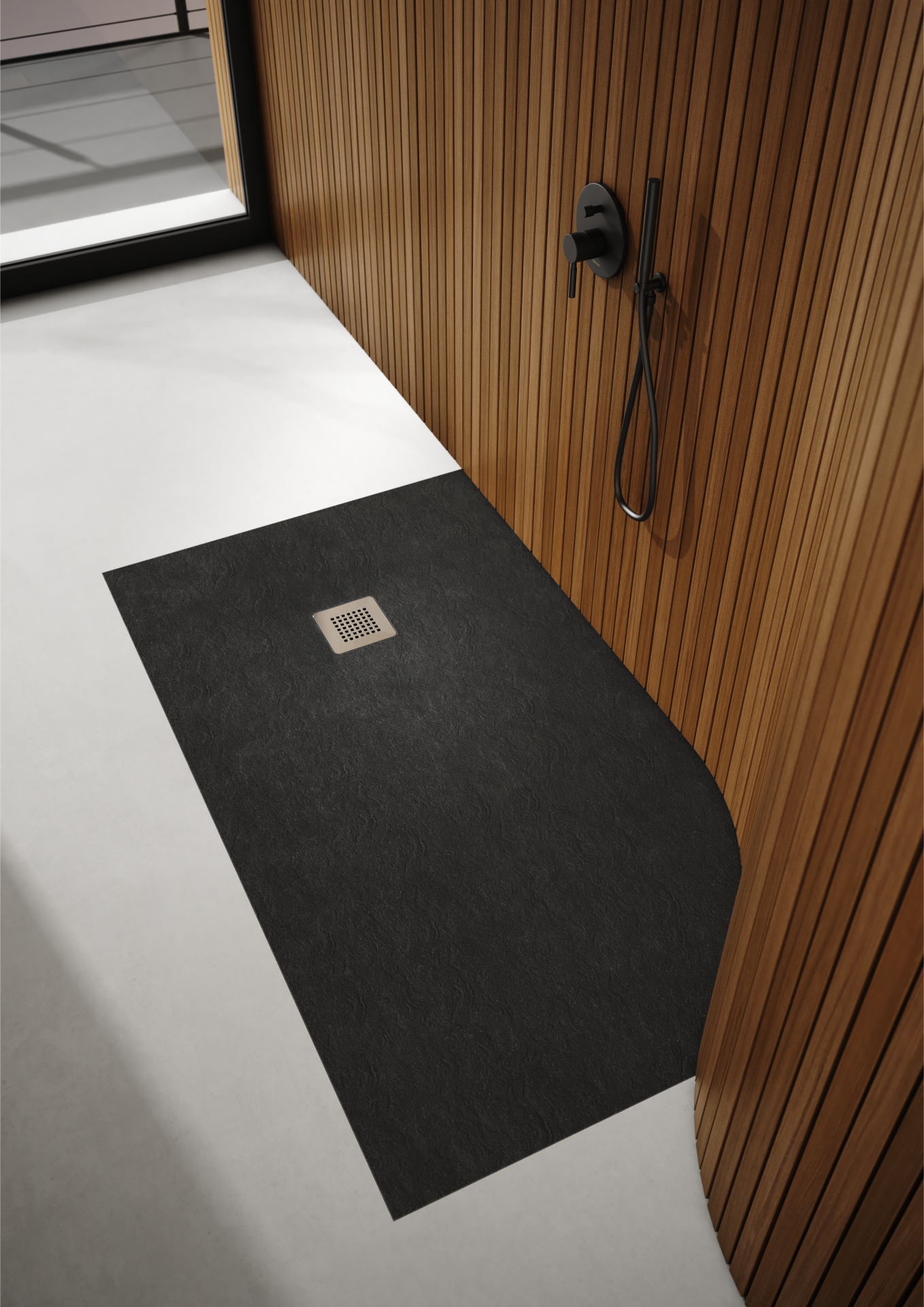 Schedpol Kalait Black Stone brodzik 160x80 cm prostokątny Stonicryl czarny 3.3112/C/ST-M2