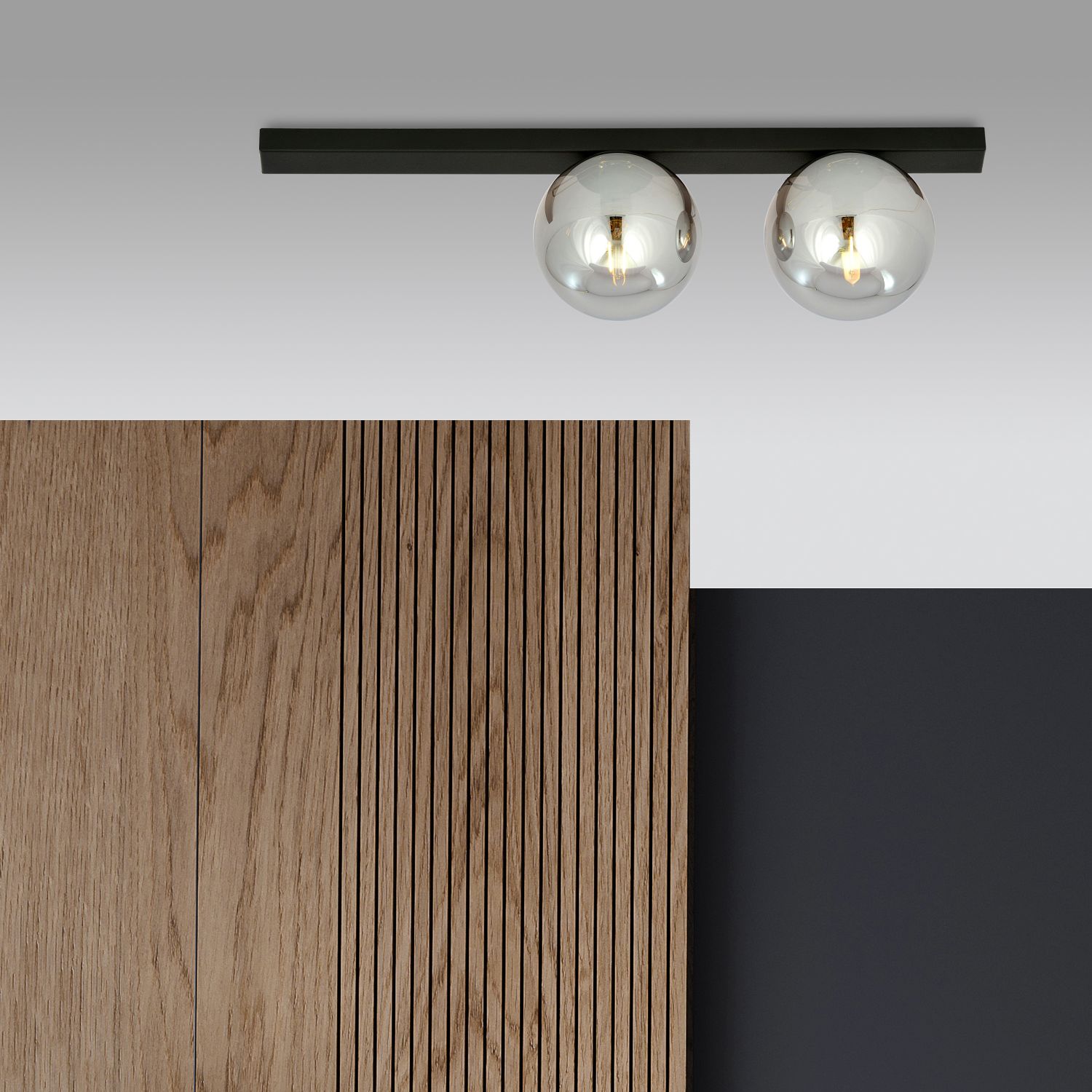 Emibig Fit lampa podsufitowa 2x10 W czarna-przydymiona-grafitowa 1122/2