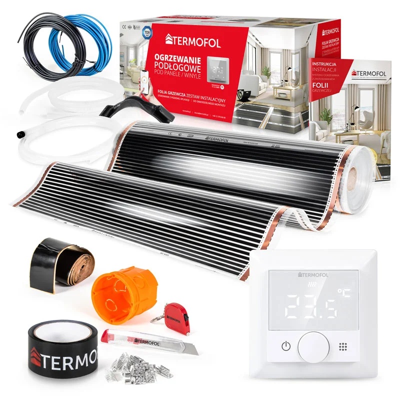 Termofol TF folia grzewcza 18 m2 140W/m2 z akcesoriami i termoregulatorem TF-H5 białym TF310.140.H5.180