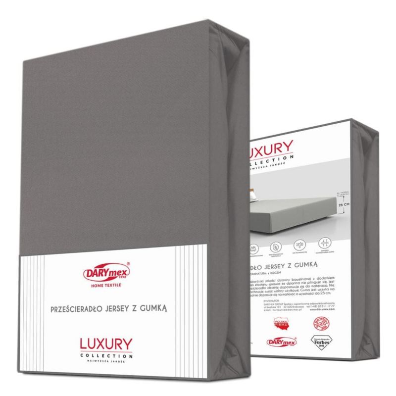 Prześcieradło jersey z elastanem z gumką Darymex 160x200 kolor antracyt 1 szt.