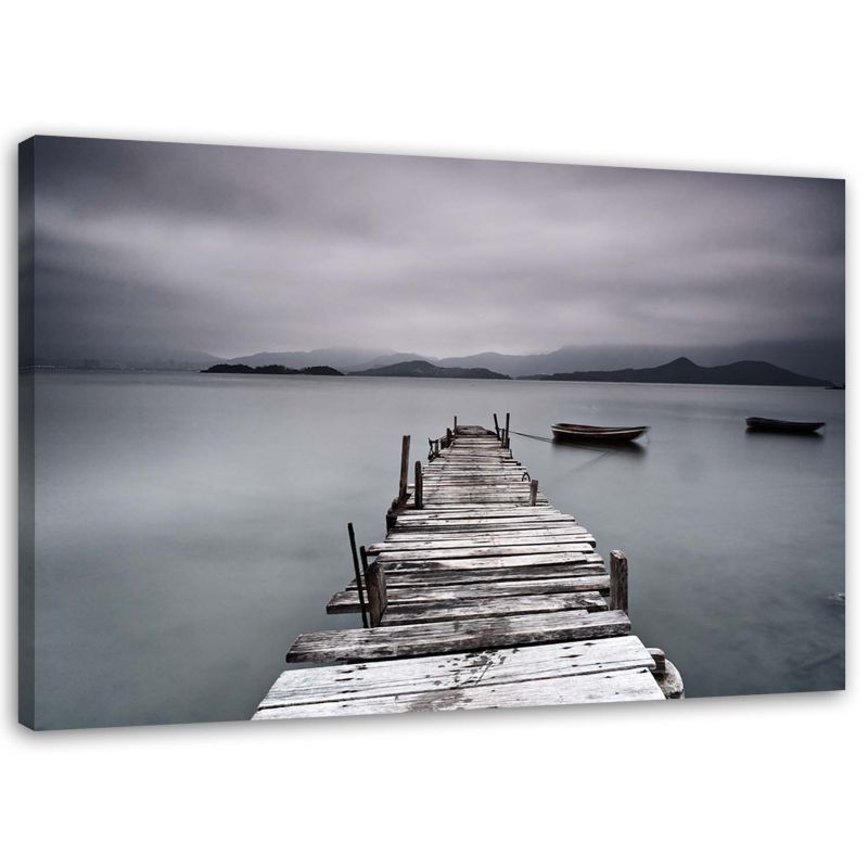 Obraz do salonu na ścianę Feeby Pomost Jezioro krajobraz Szary 100x70cm 1szt