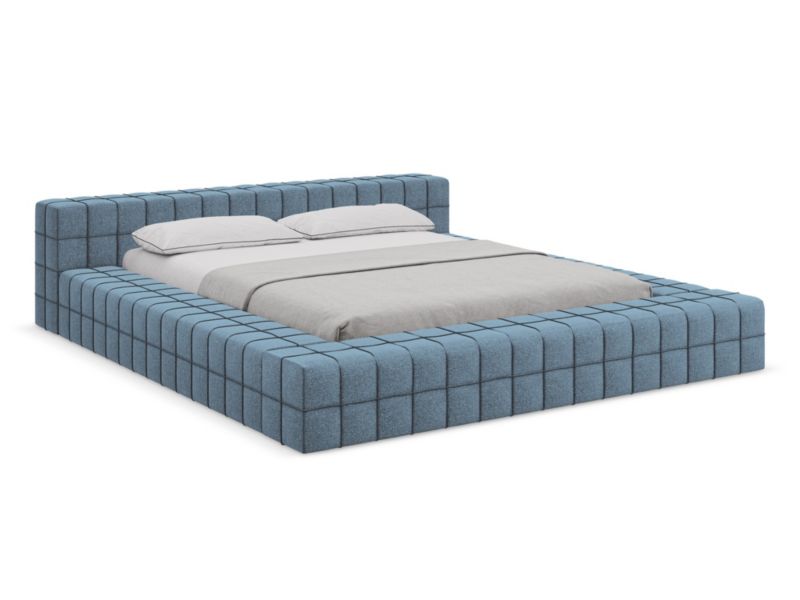 Łóżko Makamii Akela z tkaniny szenilowej 140x200 jeans 1 szt.