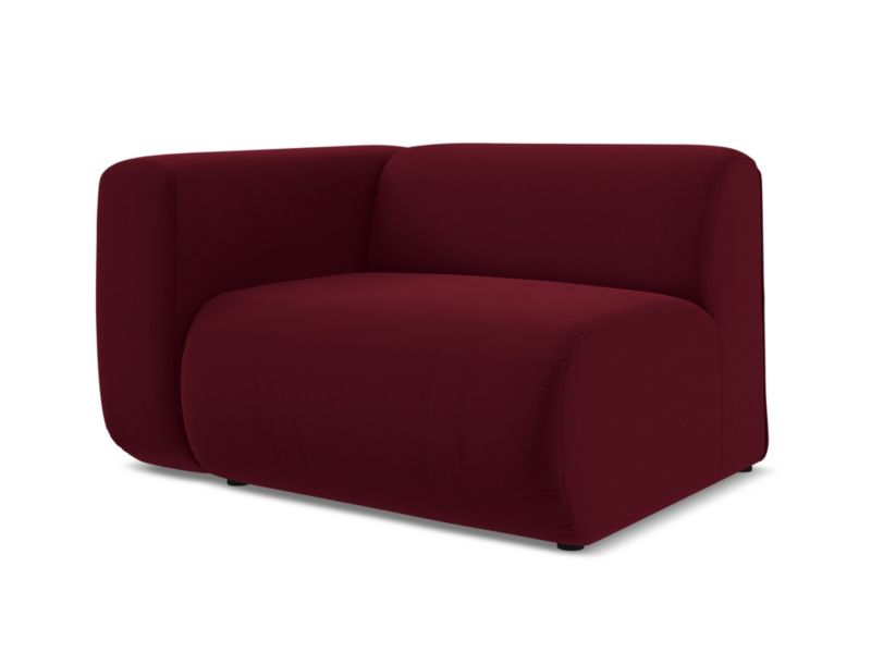 Moduł z podłokietnikiem lewy Makamii Ekahi z tkaniny welwetowej 114x89 cm burgundowy 1 szt.