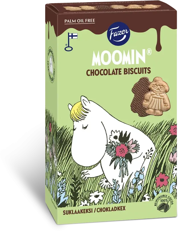 Outlet: USZKODZONE OPAKOWANIE Herbatniki Fazer Moomin, z czekoladą, 175g