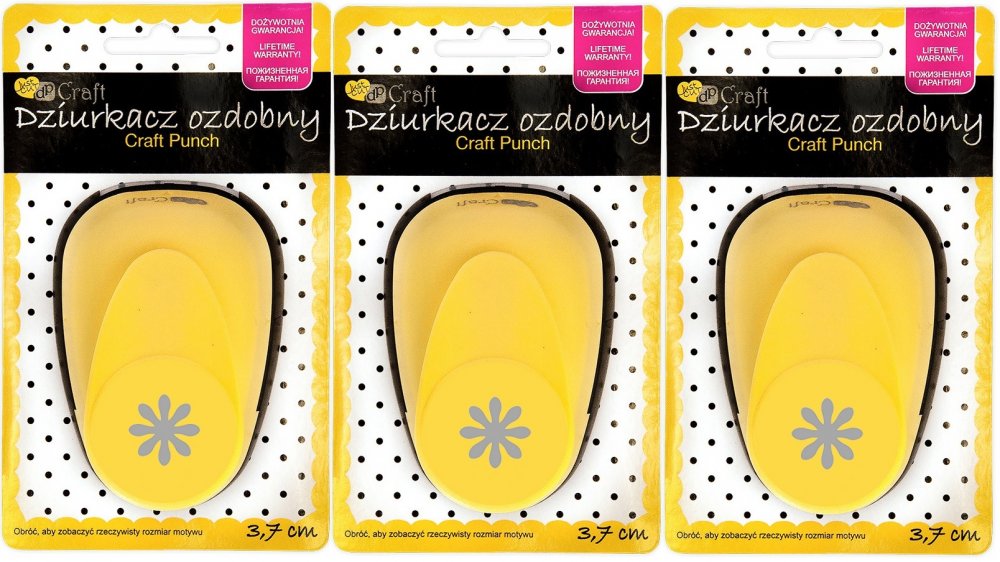 3x Dziurkacz ozdobny dpCraft, Stokrotka, żółty