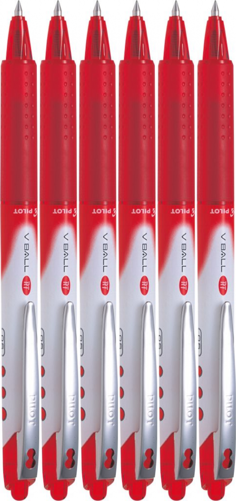 6x Pióro kulkowe automatyczne Pilot, V Ball RT, 0.5mm, czerwony