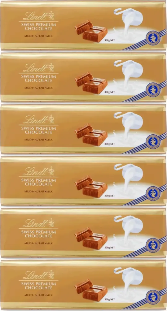 6x Czekolada Lindt Swiss Premium, mleczna, 300g