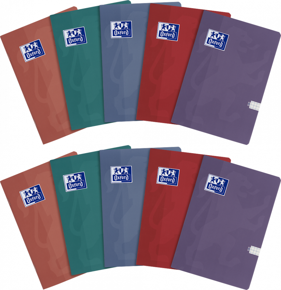 10x Zeszyt w kratkę Oxford Touch Trend, A4, miękka oprawa, 60 kartek, mix kolorów