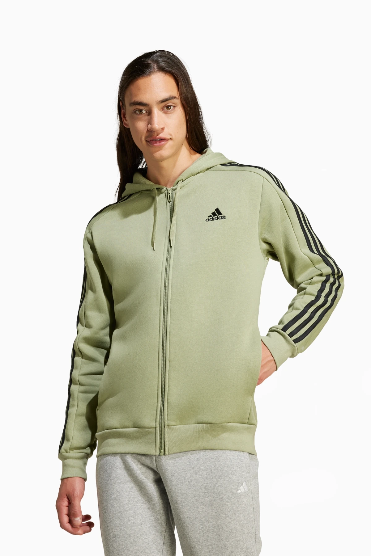 Bluza z kapturem adidas Essentials Fleece 3S FZ - Zielony