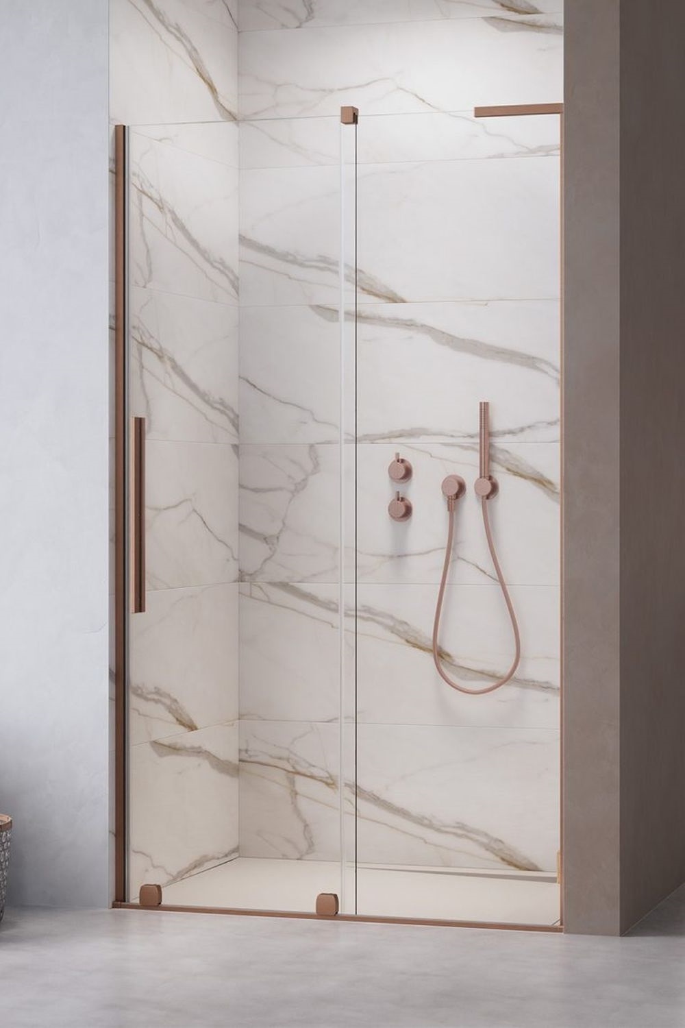 Radaway Furo SL Brushed Copper DWJ drzwi prysznicowe 110 cm prawe miedź szczotkowana/złoty przezroczysty 10307572-93-01R/10110530-01-01