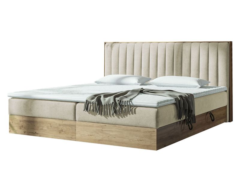 Łóżko kontynentalne MIRJAN 24 Harmony 140x200 zimny beżowy/gold craft oak 1 szt.