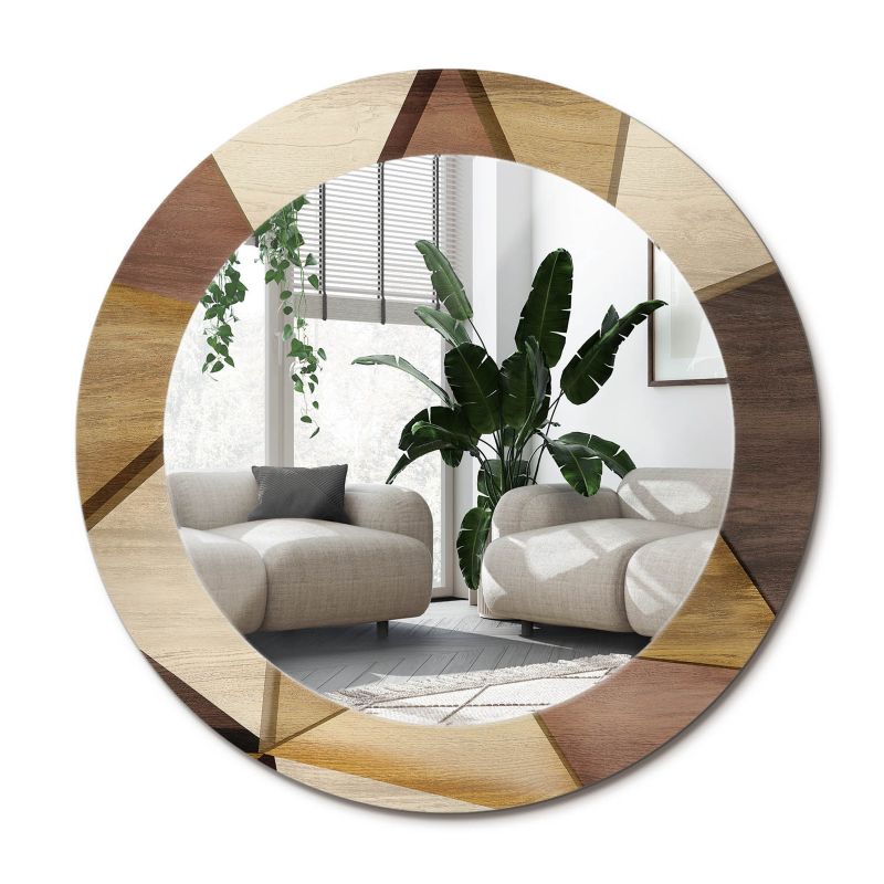 Lustro z nadrukiem Wallfluent fi80 cm Geometryczne drewno 3d 1 szt.