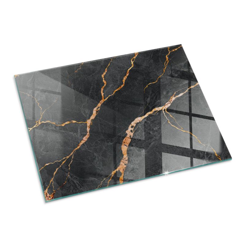 Szklana Podkładka Pod Kominek Prostokąt Wallfluent 80x60 cm Marmur z delikatnymi żyłkami 1 szt.