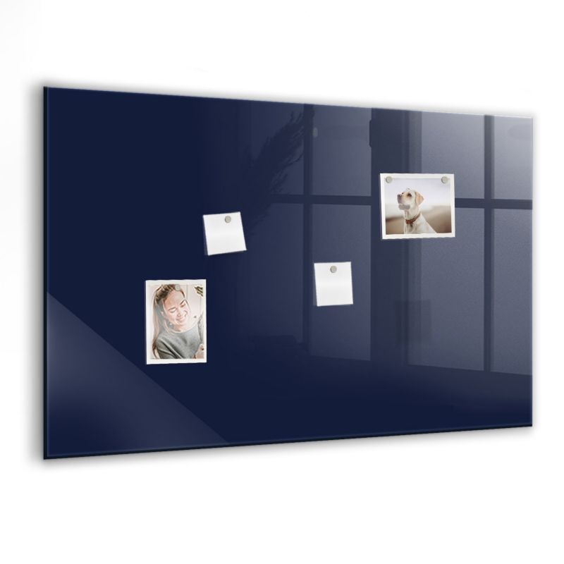 Szklana tablica magnetyczna Wallfluent 90x60 cm Kolor ciemny granatowy Biały marker 1 szt.