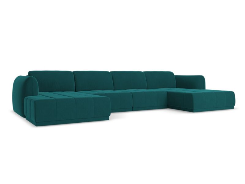Sofa panoramiczna Makamii Hoku z tkaniny welwetowej 370x170 cm morski 1 szt.