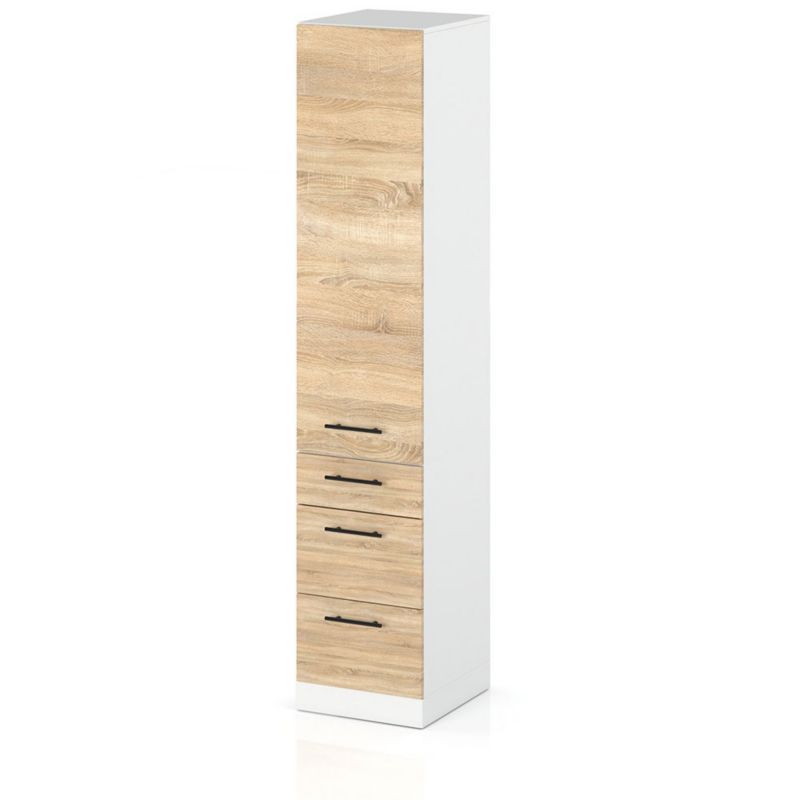 Szafka Kuchenna Hurtownia-Mebli Stojąca Słupek S40S3 sPremium 40cm Biały Mat Dąb Sonoma 40x58x211 cm 1szt.