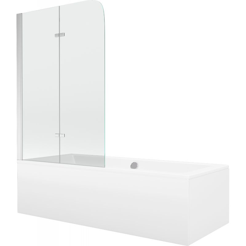 Wanna prostokątna Mexen Cube 170 x 80 cm z obudową i parawanem 2-skrzydłowym 80 cm transparent chrom 1 kpl.