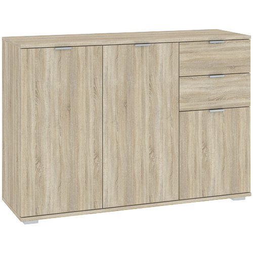 Komoda trzydrzwiowa 107 cm do salonu z szufladami ELARO dąb sonoma