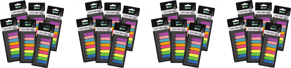 24x Zakładki samoprzylepne z linijką D.Rect, strzałki, indeksujące, folia, 12x45mm, 8x25 sztuk, mix kolorów neonowych