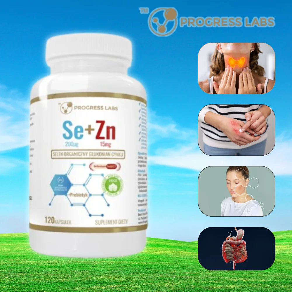 Selen 200μg + Cynk 15mg + Prebiotyk 120kaps. Progress Labs