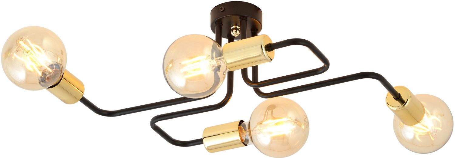Darmowa Dostawa - Lampa podsufitowa 4x15 W czarna-złota Emibig Veken 4 Gold 11754