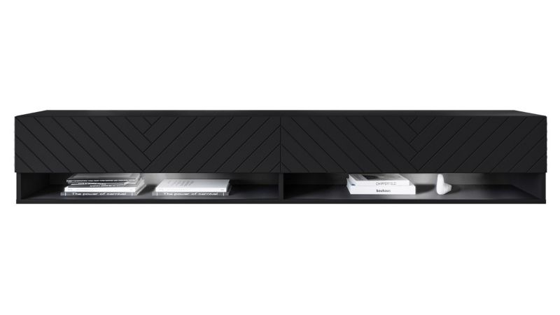 Szafka RTV MIRJAN 24 A180 MDF z oświetleniem LED RGB czarny grafit/jodełka czarny 1 szt.