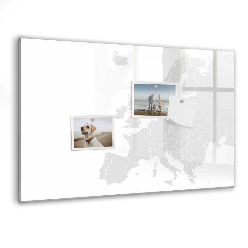 Szklana tablica magnetyczna Wallfluent 60x40 cm Mapa europy Czarny marker 1 szt.